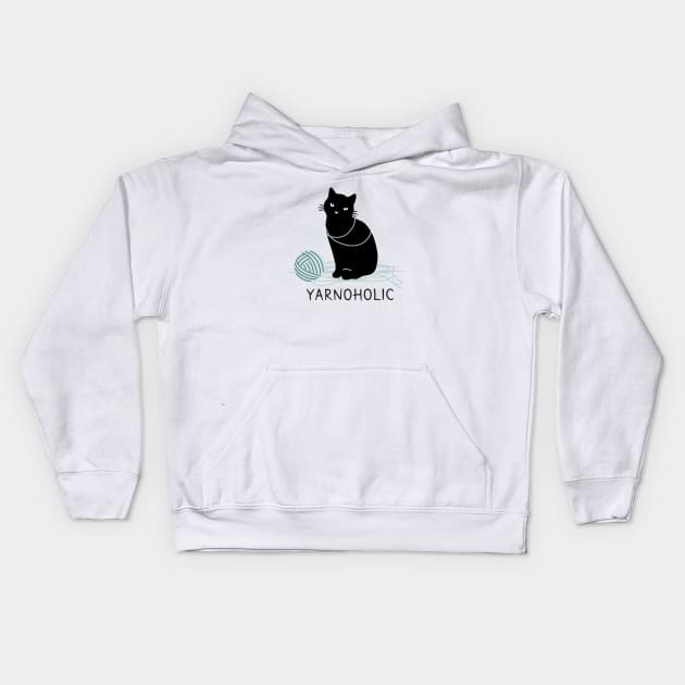 Yarnoholic Black Cat Kids Hoodie by runcatrun